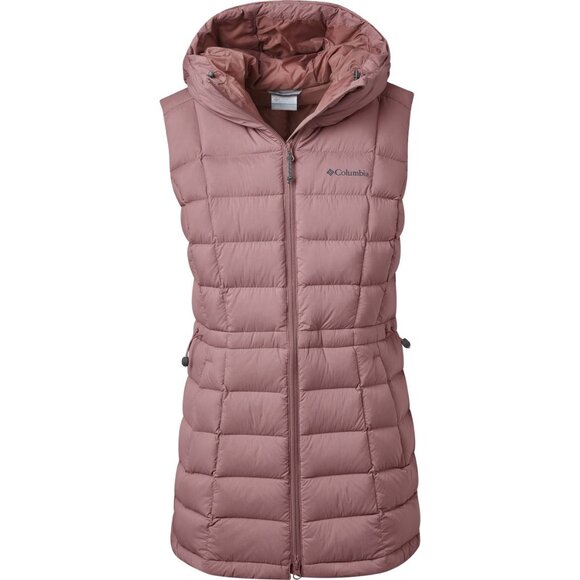 Columbia Women's Ardenwood Mid Hooded Duck Down Feather Vest in Mauve Pink L/XL - Picture 3 of 15